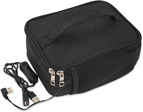 Calentador de alimentos portátil, bolsa de almuerzo calentada de 12 V, lonchera con carga USB, mini horno, microondas, calentador Oxford para