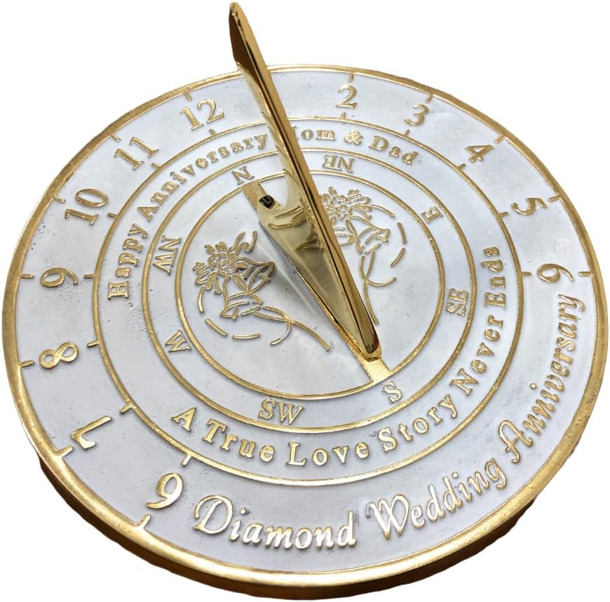Nautical-Mart 60th Diamond Wedding for Mom and Dad. Solid Metal Anniversary Sundial Gift Idea is A Great Present for Your Parents to Celebrate 60 Years Marriage (Mom & Dad Diamond Anniversary)