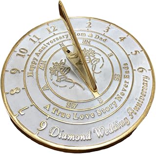 Nautical-Mart 60th Diamond Wedding for Mom and Dad. Solid Metal Anniversary Sundial Gift Idea is A Great Present for Your Parents