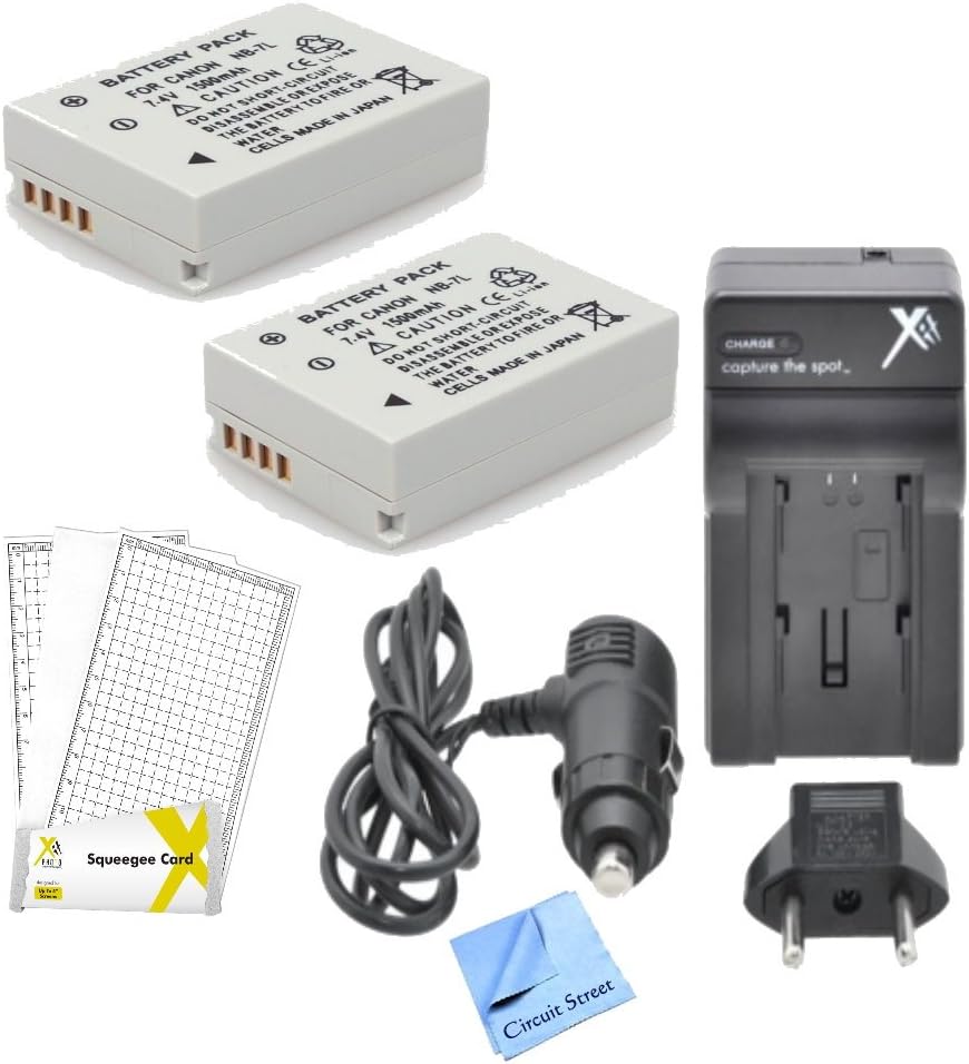 2X NB7L Replacement Batteries & Battery Charger Kit for