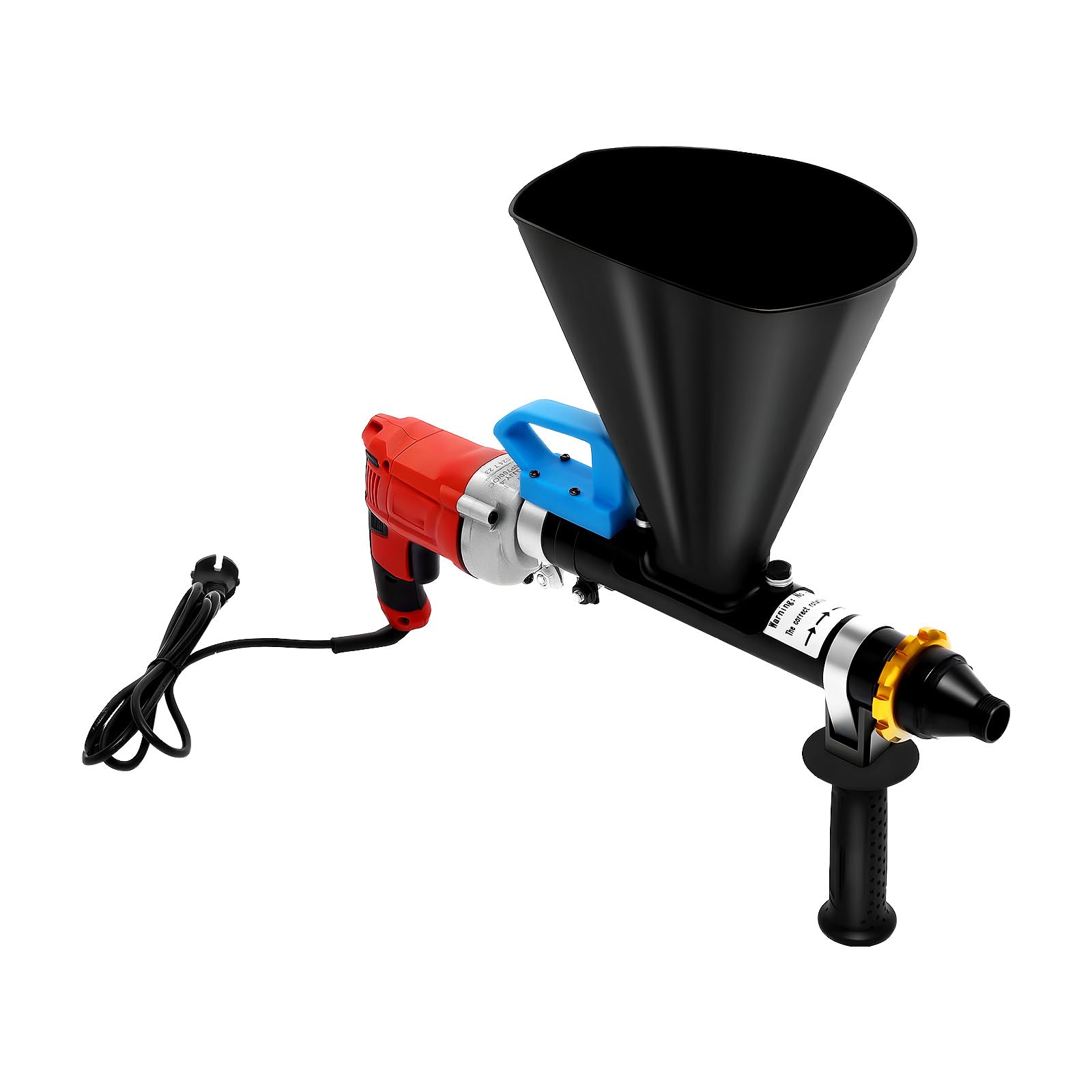 Pistola eléctrica para lechada, 700 W, semiautomática con embudo de acero inoxidable, 2 boquillas redondas planas, para pared, juntas de cemento, mortero de construcción