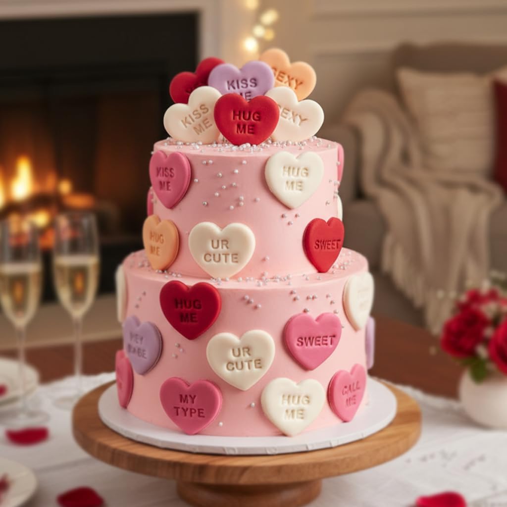 BAKERLOGY Set of 10 Flirty Conversation Heart Cookie Cutters – Cute Romantic Messages for Date Night, Valentine’s Day, Weddings, Engagements, Anniversaries & Celebration Cookies