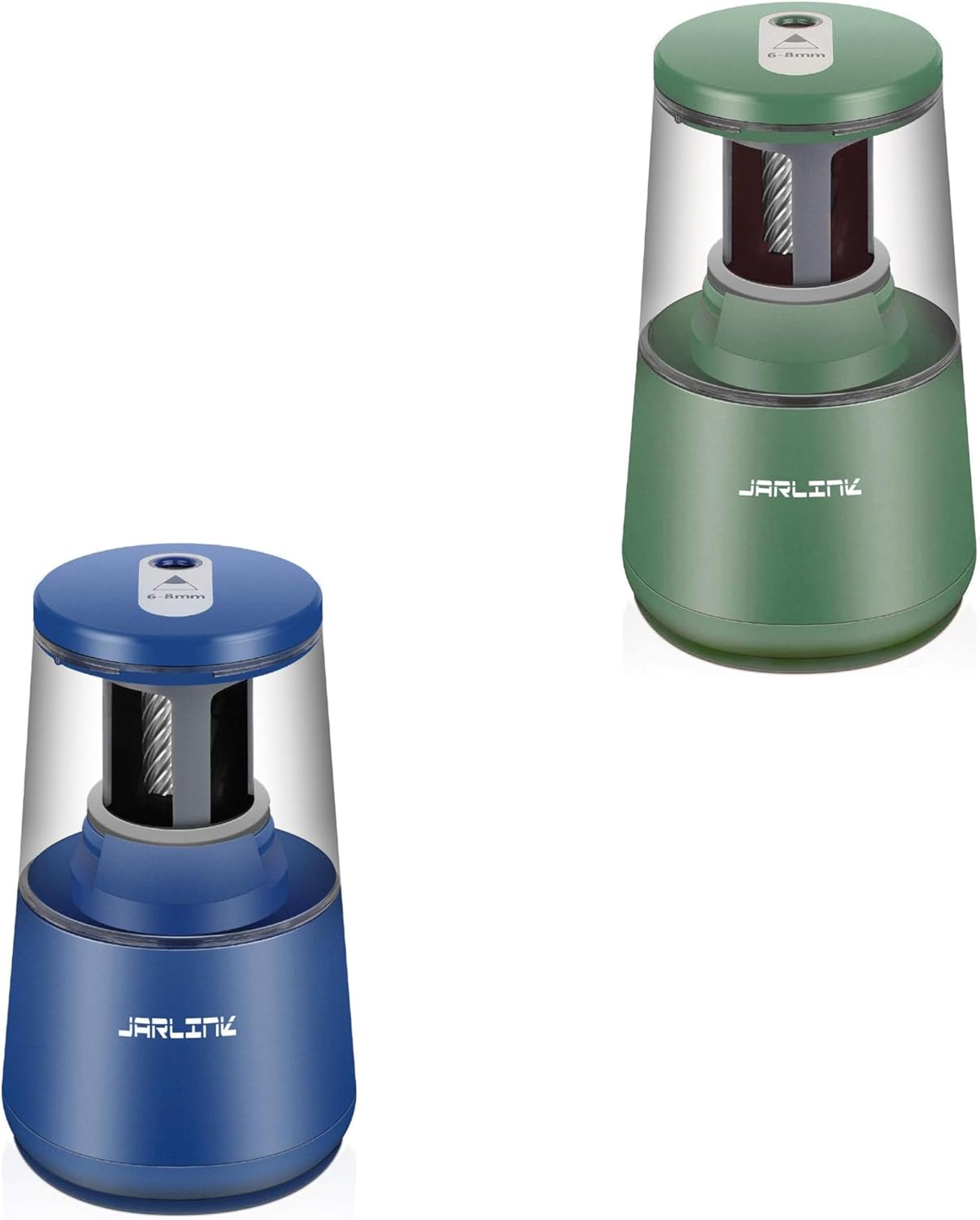JARLINK 2 Pack Electric Pencil Sharpener, Heavy-Duty Helical Blade to Fast Sharpen, Auto Stop for No.2/Colored Pencils(6-8mm), USB/Battery Operated in School Classroom/Office/Home