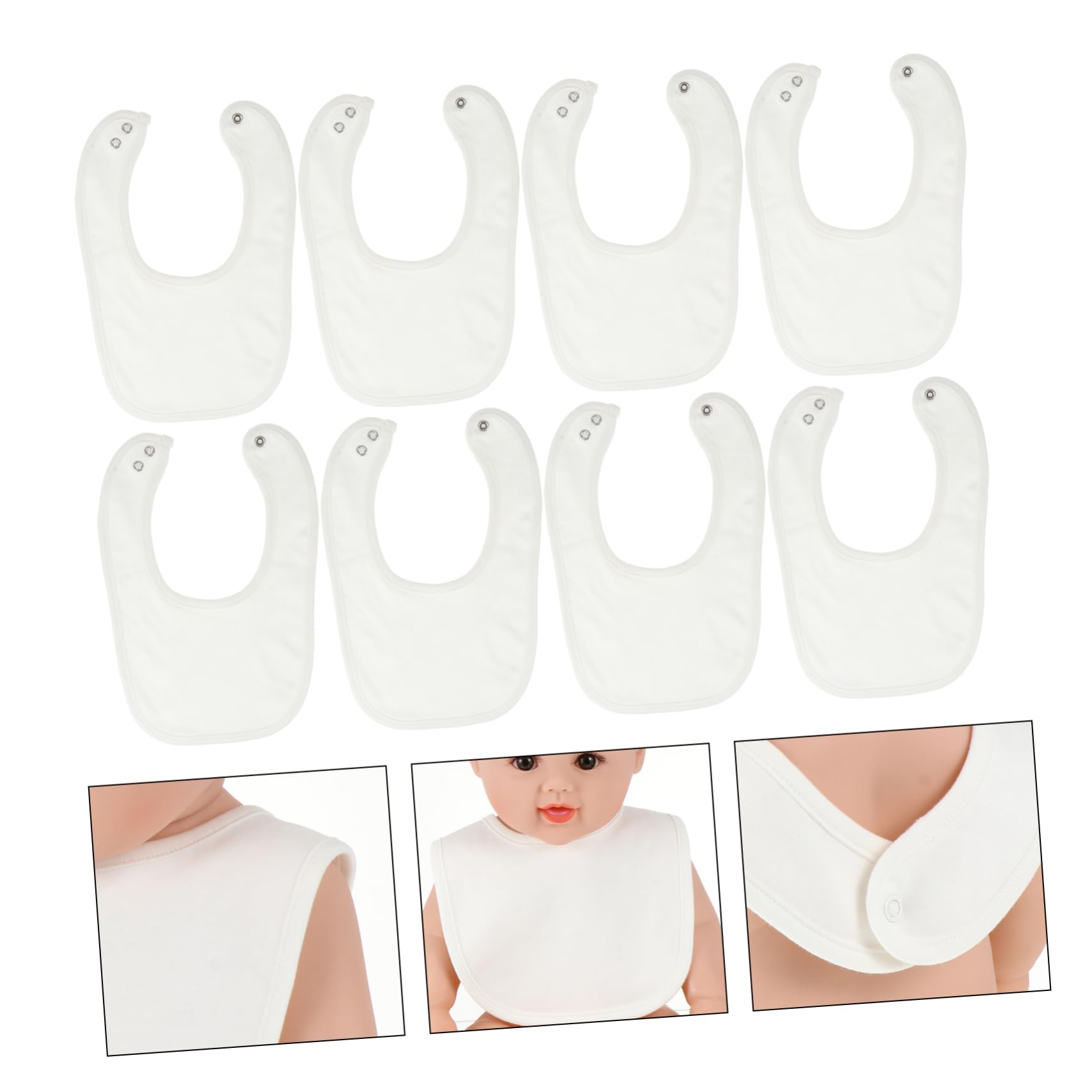 8 pièces Bavoirs Unisex pour Coton Absorbant avec Boutons Pression pour Éviter Écoulements et Protéger Vêtements Lors de Alimentation Dentition