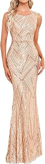 Sparkly Sequin Mermaid Evening Gown - Boat Neck Bodycon Formal Dress for Prom, Wedding, Cocktail Party