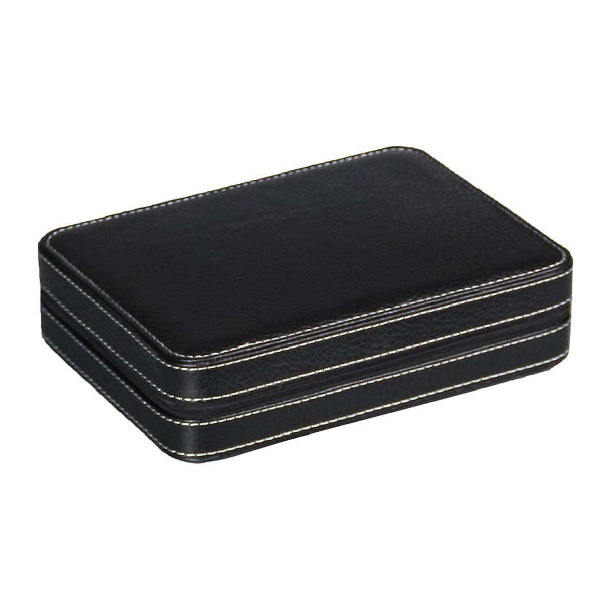 Caja de Reloj de Cuero de PU de 8 Rejillas Almacenamiento Que Muestra Relojes Bandeja de Almacenamiento de contenedores de exhibición Bandeja de Viaje con Cremallera Caja de colector, Negro