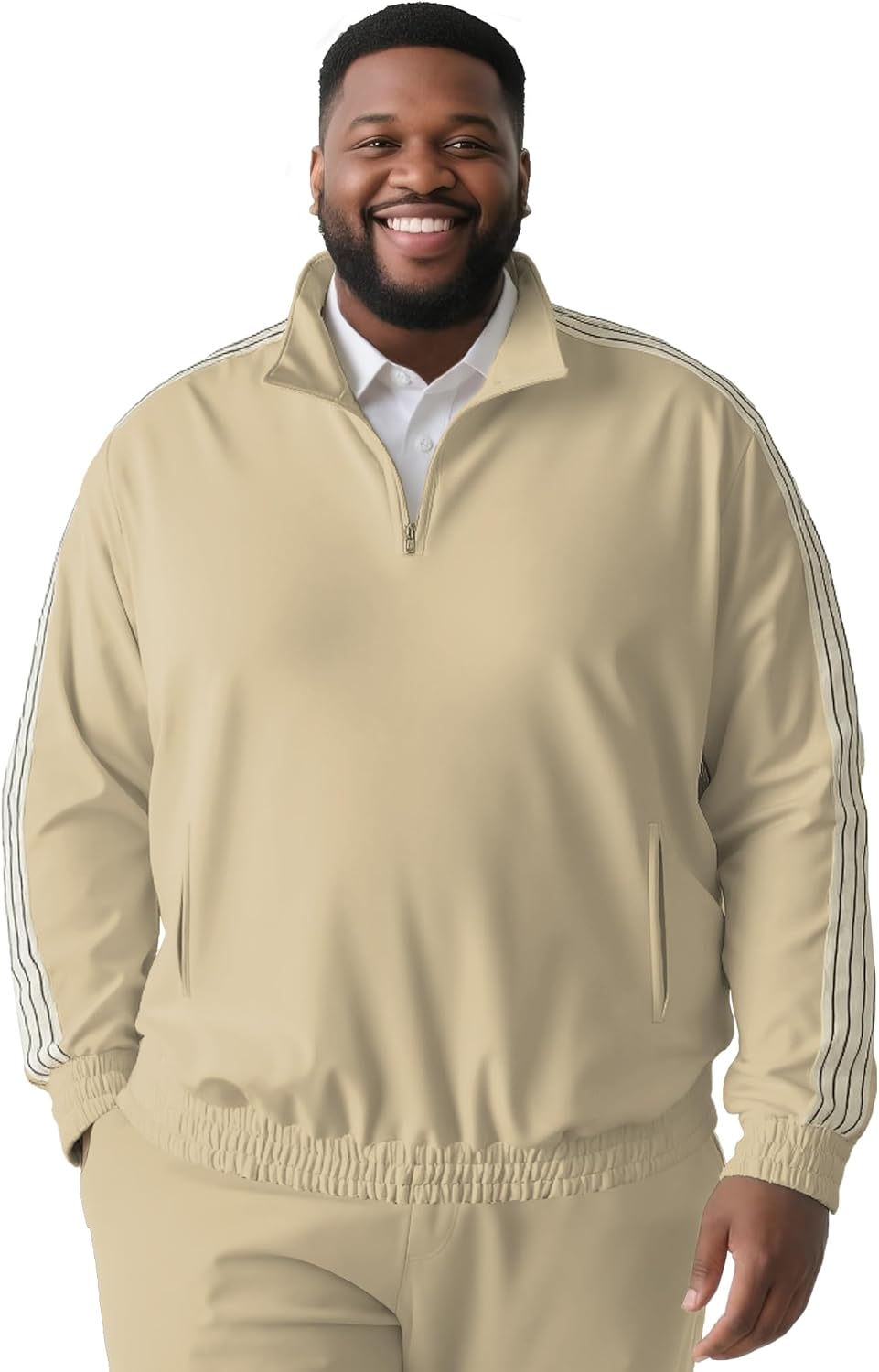Heavyweight Quarter Zip Pullover Mock Neck Sweatshirt for Big and Tall Men with Dual Pockets Sweater for Workout Gym