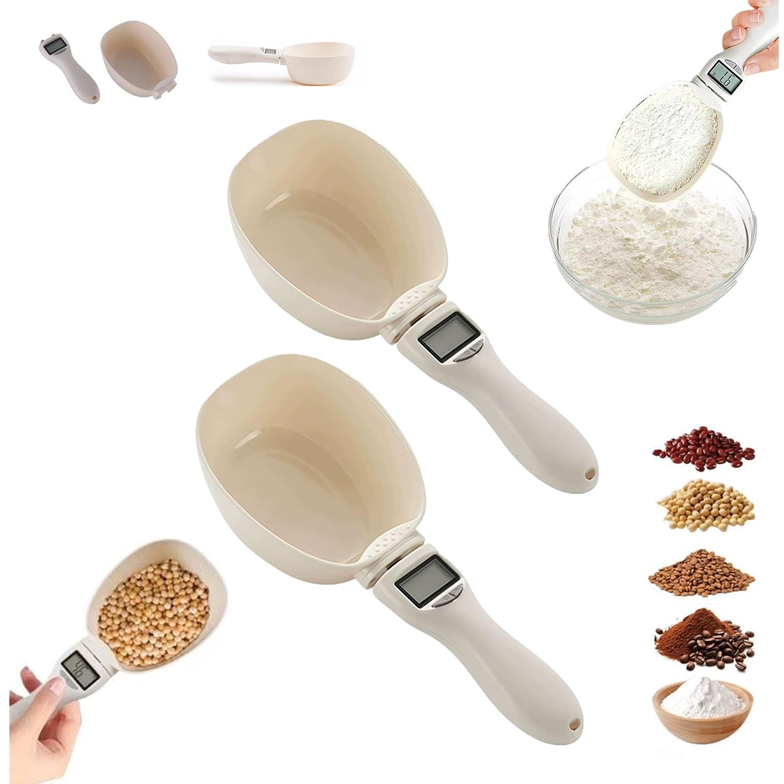 Electronic Measuring Spoon with Conversion, 2026 New Digital Food Measuring Scoop Scale 800g/0.1g High Precision with LCD Screen, Adjustable Digital FoodMeasuring Scoop Scale, Kitchen Baking Gadgets