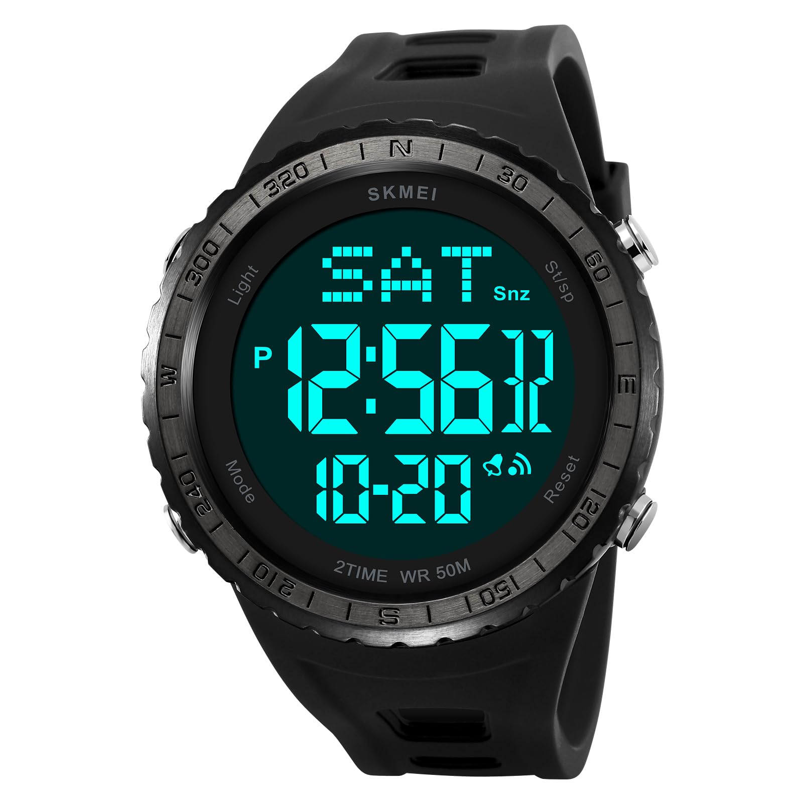 Gosasa Orologio digitale da uomo, con numeri grandi, per sport, attività all'aperto, impermeabile, a LED, multifunzione