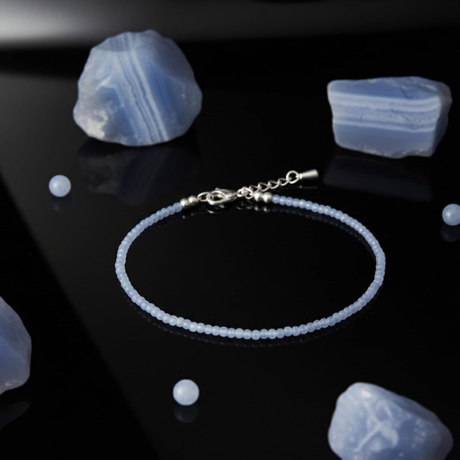 Natural Gemstone Anklet for Women 2mm Faceted Beads Adjustable 7 to 9 Inch Crystal Ankle Bracelet Pyrite Blue Lace Agate Clear Quartz Jade Garnet Obsidian Healing Spiritual Boho Jewelry Birthday Gift