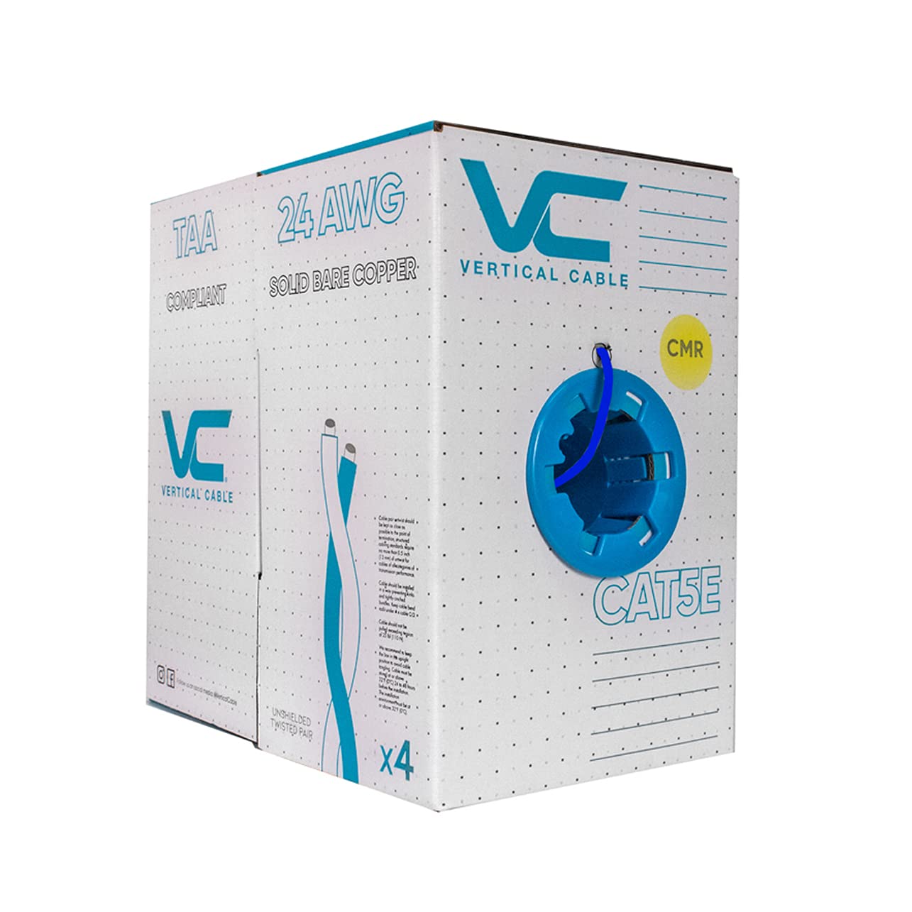 VC VERTICAL CABLE Vertical Cable Cat5e, 350 MHz, UTP, 24AWG, 8C Solid Bare Copper, 1000ft, Blue, Bulk Ethernet Cable - 151 Series