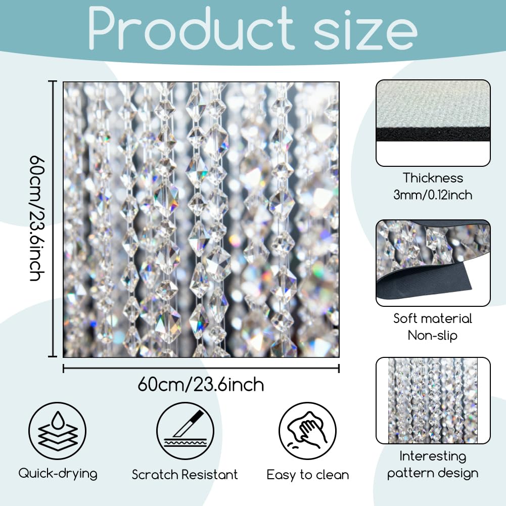 GLOBLELAND - Alfombra de protección sin polvo para lavadora y secadora de ropa, diseño de diamantes, 23,6 x 23,6 pulgadas de grosor de cristal antideslizante para lavandería o mesa de cocina.