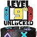 9 LEVEL UNLOCKED Birthday Cake Topper - 9th Happy Birthday Gamepad Cake Topper - Video Game Kids Boy Girl Bday Party Decorations Supplies - Handmade black gold red blue Glitter