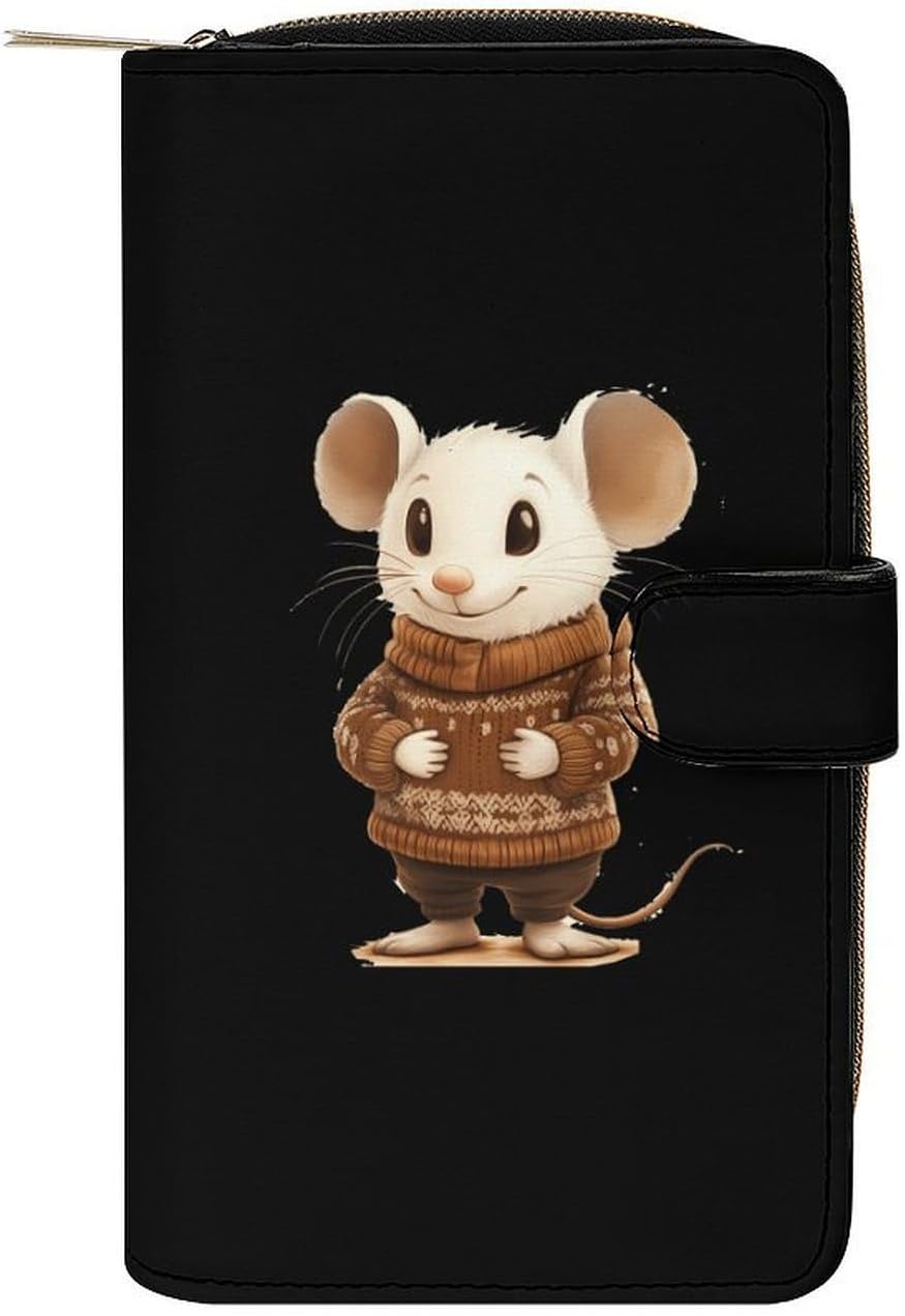 Cute Rat Women's Long Wallet Leather Large Capacity Wristlet Clutch Purse Wallets