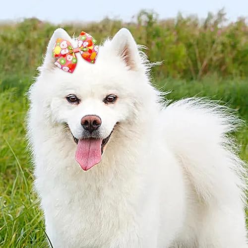 Miniatura 7 de JpGdn 24 piezas12 pares 10 cm Lazos para el pelo de perro grande con fruta de verano para perros de raza grande Bandas elásticas Lazo de pelo de