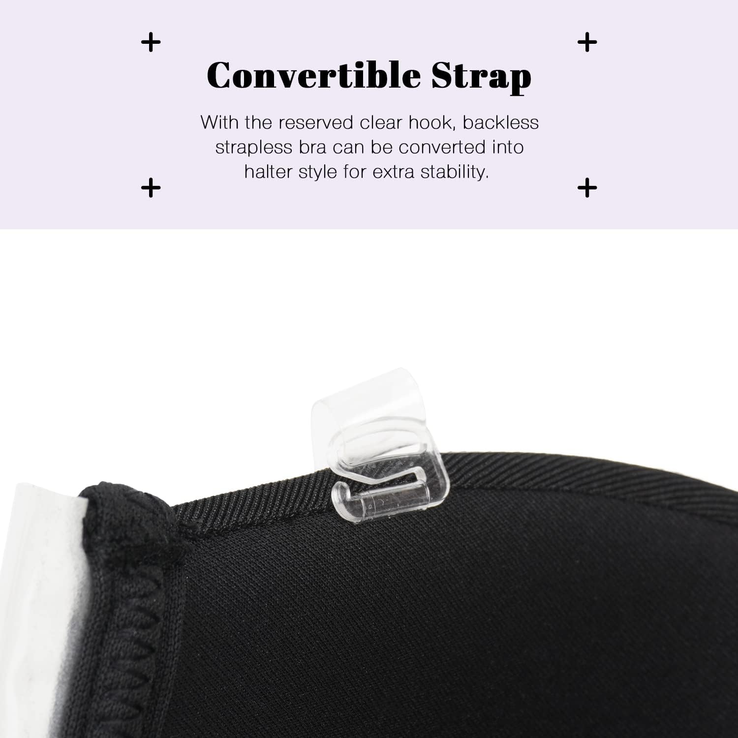 Wekofi Women’s Deep V Plunge Push Up Backless Strapless Adhesive Underwire Clear Halter Strap Bra