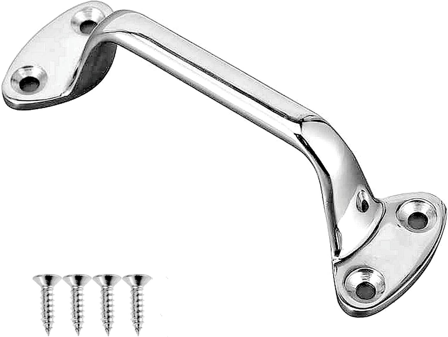 6inch/150mm 4 Holes Marine Grade Grab Handle for Boat Kayak Canoe, Heavy Duty 316 Stainless Steel Large Cleat Door Grab Handle Handrail Pull Replacement with Fasteners (2)