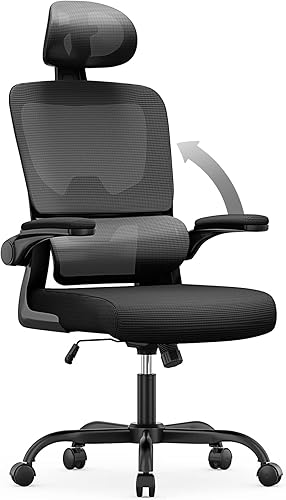 naspaluro Silla de oficina ergonómica, silla de computadora con respaldo alto y soporte lumbar elástico adaptativo, altura ajustable, reposacabezas