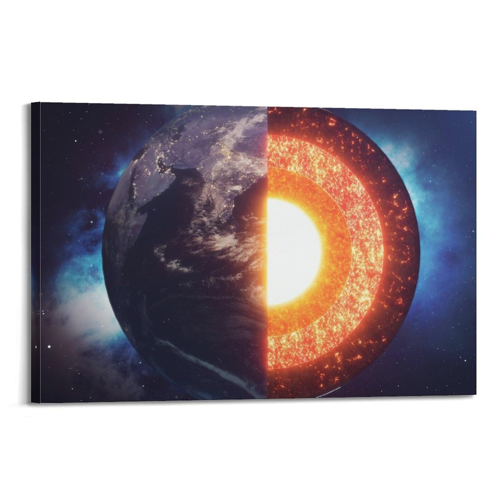 OKAHYS Core Earth Structure Planet Space Poster Decorative Painting Canvas Wall Artworks Picture 08x12inch(20x30cm)