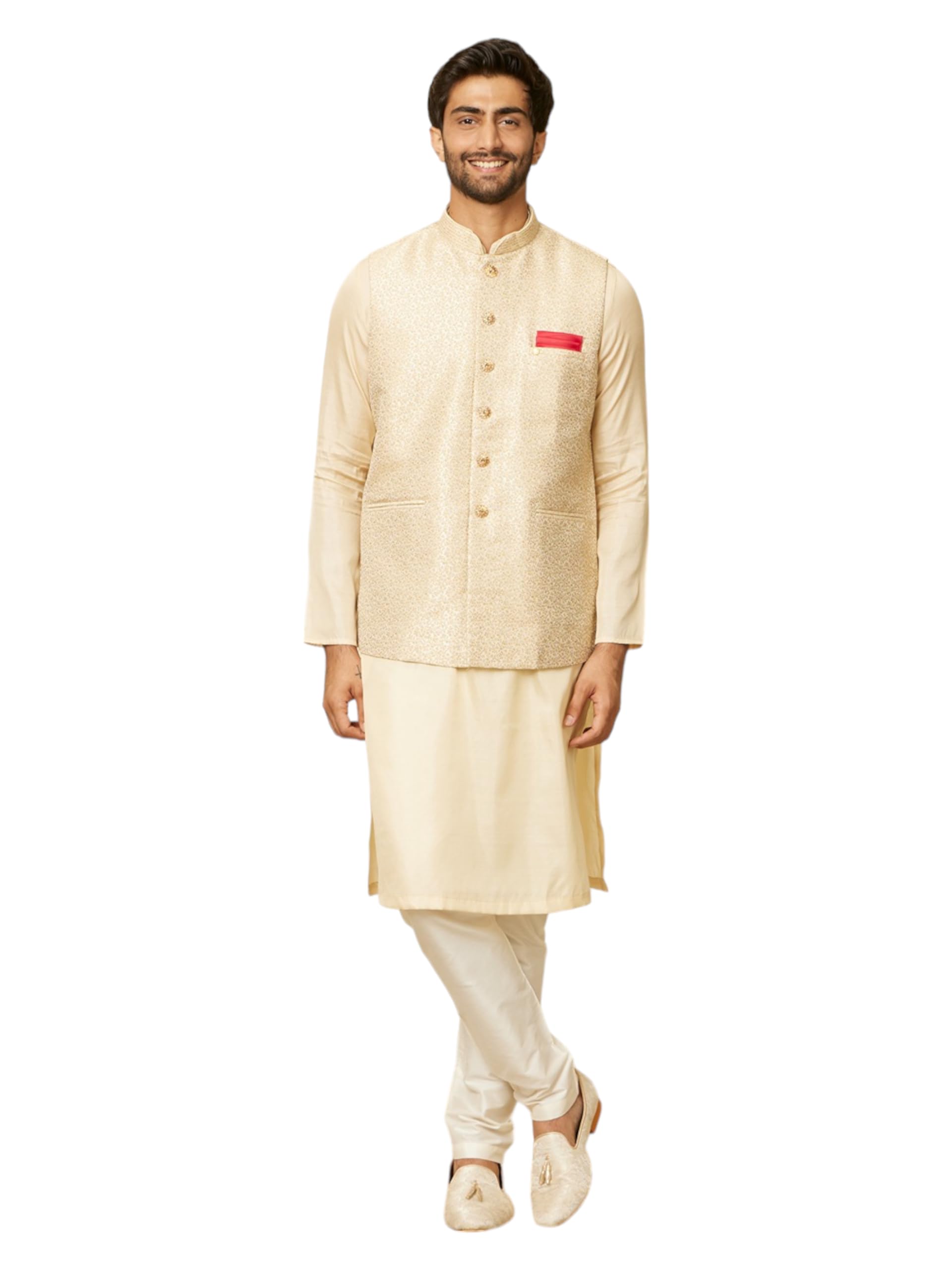 Men's Art Silk Embroidered Self-Textured Nehru Jacket (1pc)-image-18
