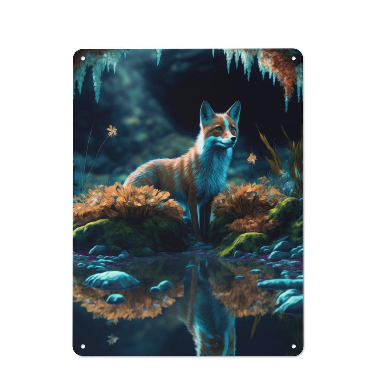 Junmoney Fox Metal Wall Sign 40X30cm Featuring For Garage Or Workshop, Suited To Diy Enthusiasts
