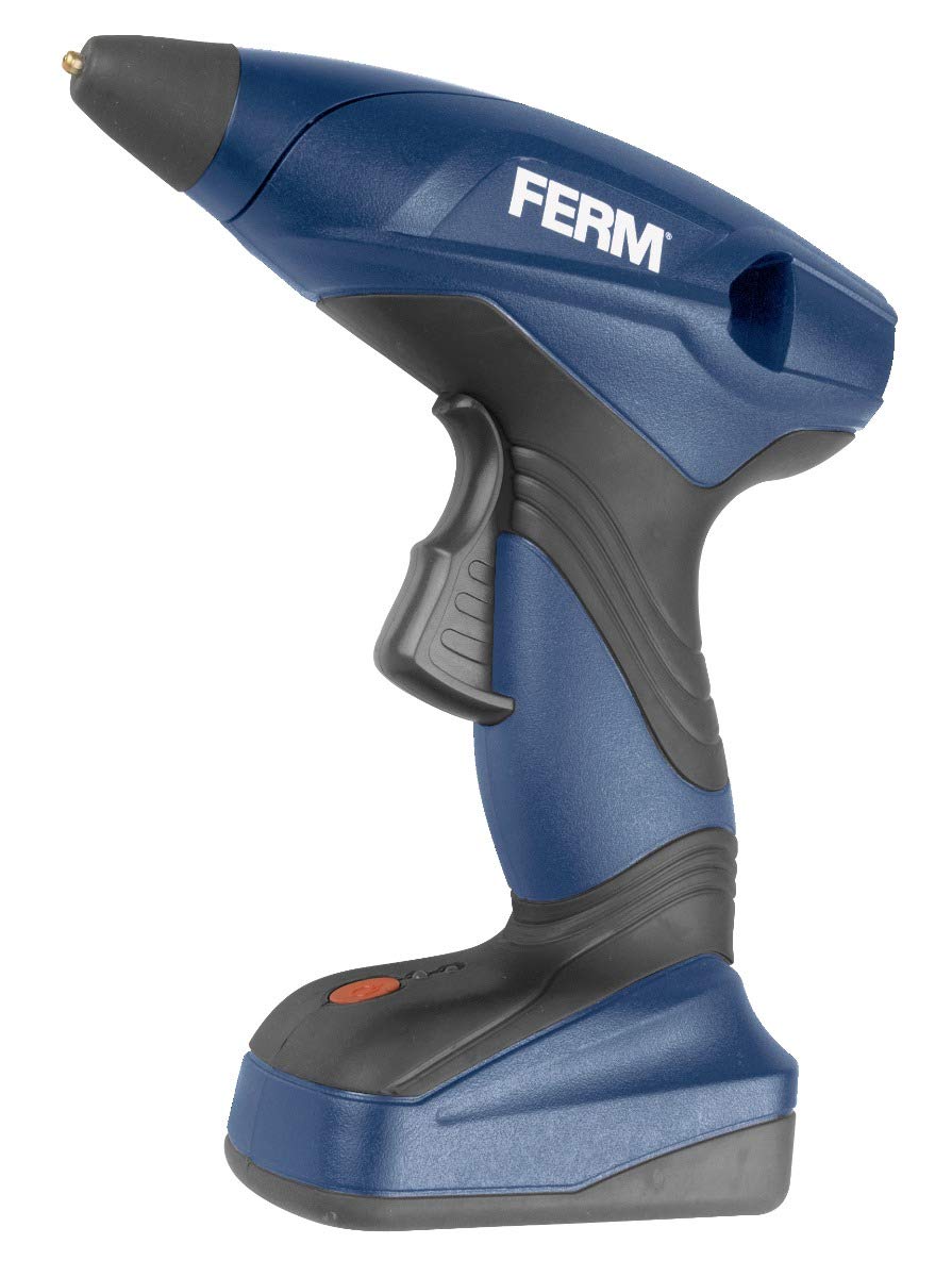 FERM Pistola colla a caldo a batteria 7,2 V 1,5 Ah Ioni di litio. Include 3 stick colla, caricatore e custodia