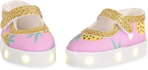 Glitter Girls Zapatos estampados con luces de moda, marrónA, compatibles con muñecas de 14 pulgadas (14.5 in)