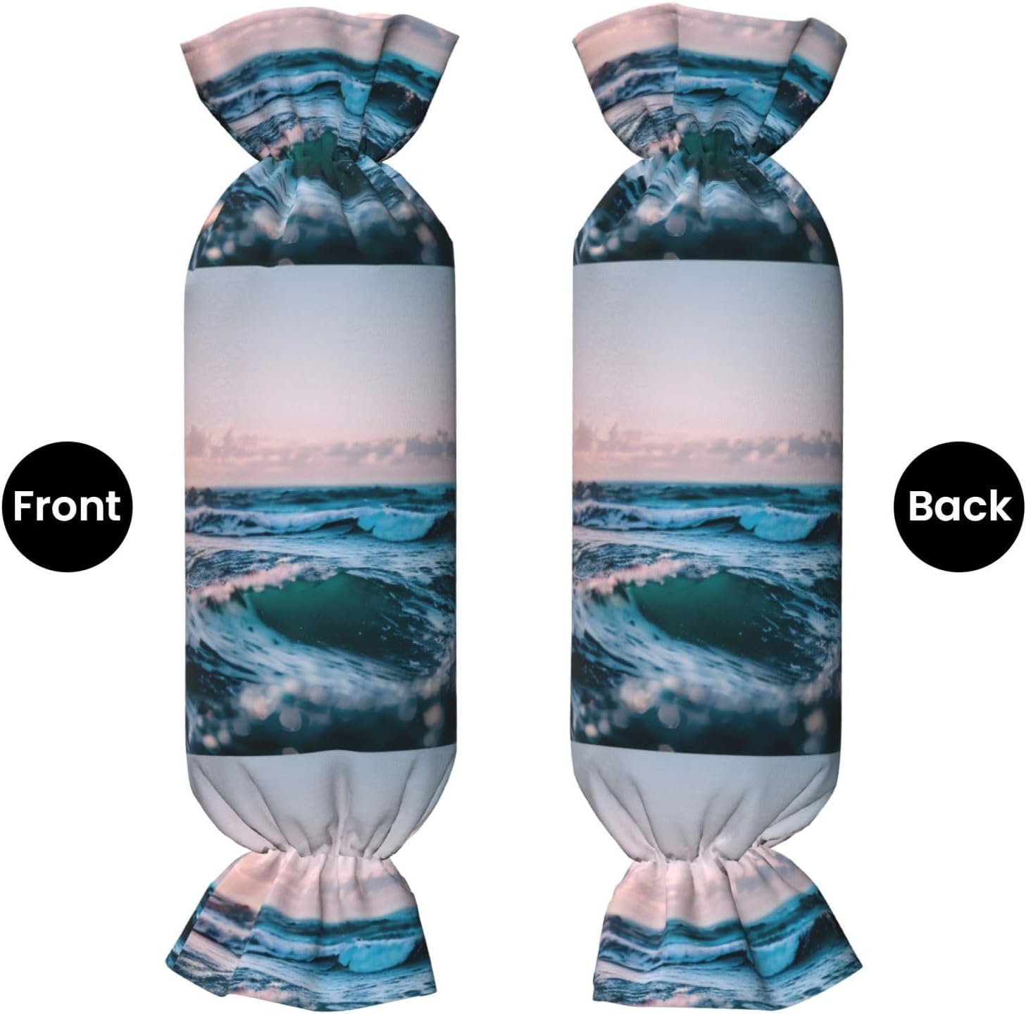 Ocean Waves Print Candy Cylindrical Eco-Friendly Pillow Soft Velvet Living Room Bedroom Travel Decor