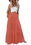 Womens Casual Boho High Waisted Flowy Maxi Skirts Trendy Floral Cute Long Skirts with Pockets