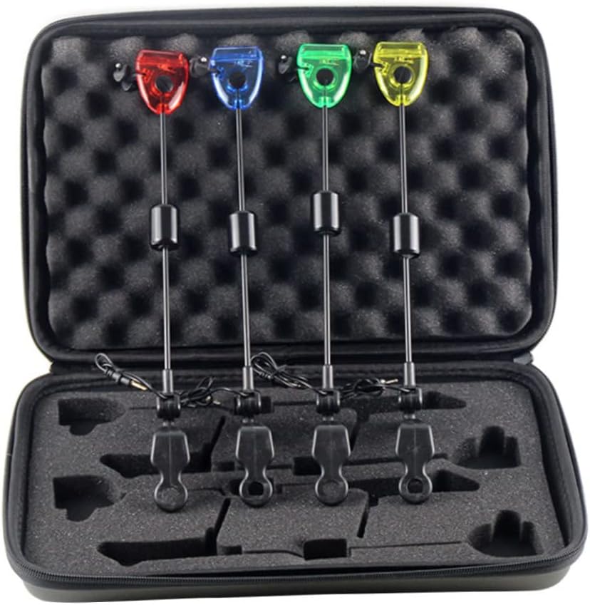 Bite Alarms Carp Fishing, 4PCS 12.99 Inch LED Fishing Bite Alarm with a Carry Box, Fishing Swingers Bite Indicators Fishing Tackle for Fishing Accessories,Fishing Gear