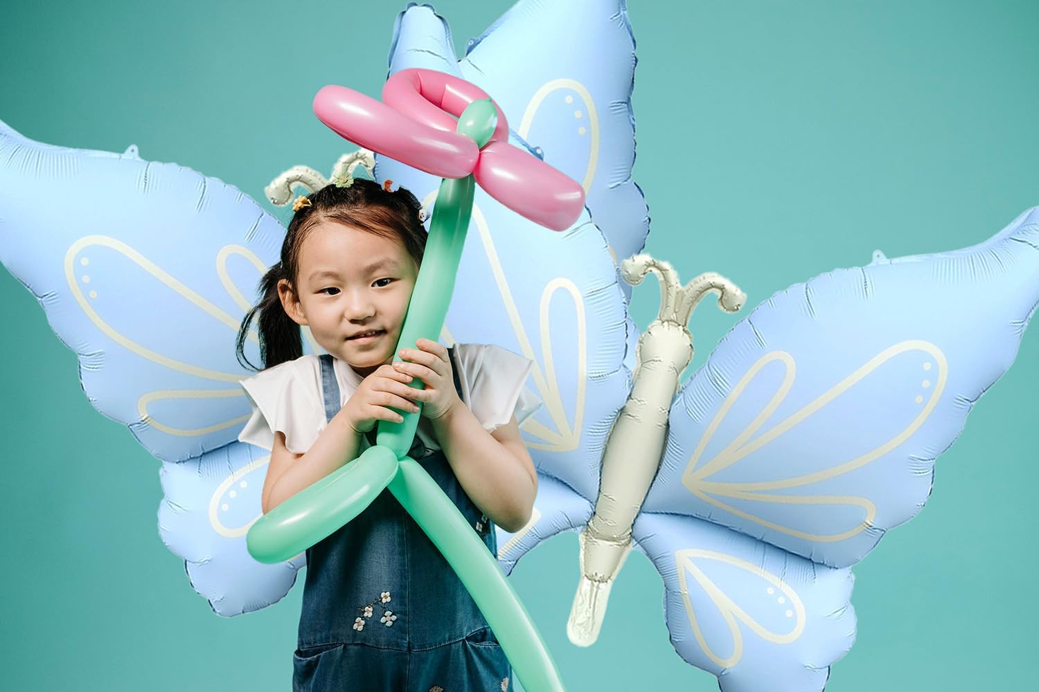 2 Pcs Butterfly Balloons,37inch Light Blue Foil Mylar Helium Balloons for Spring and Summer Butterfly Themed Party Wedding Birthday Baby Shower Party Decoration