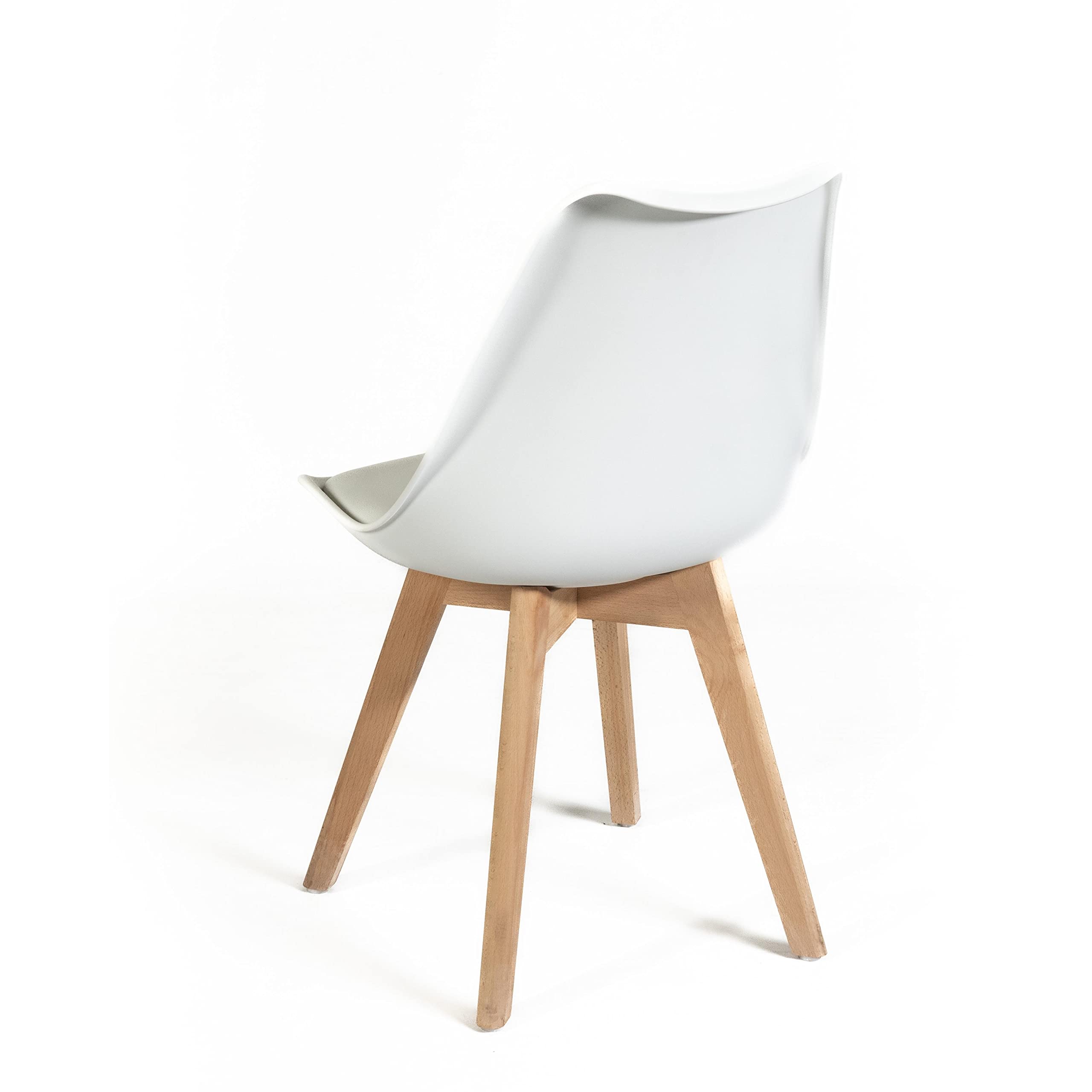 Norbe | Sedia da Sala da Pranzo o Ufficio con gambe in legno di faggio e morbido cuscino di ecopelle |Dim: 50x48x 82 H cm (Bianco, 1)