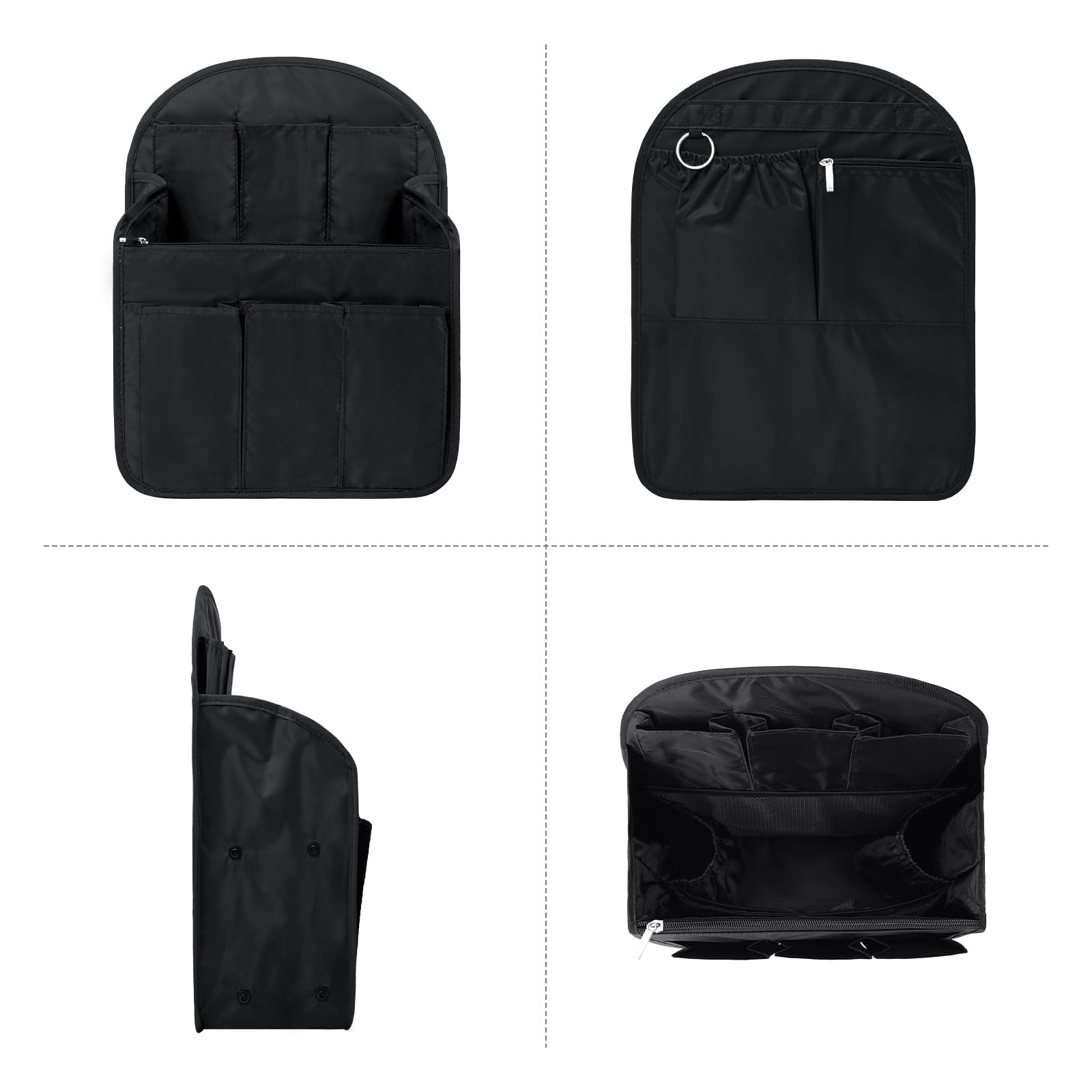 Surblue Organizador de mochila con forro de inserción, mochila de viaje para colgar y bolsillo de inserción de bolso, divisor de alta capacidad, organizador de bolsa de hombro plegable de nailon para