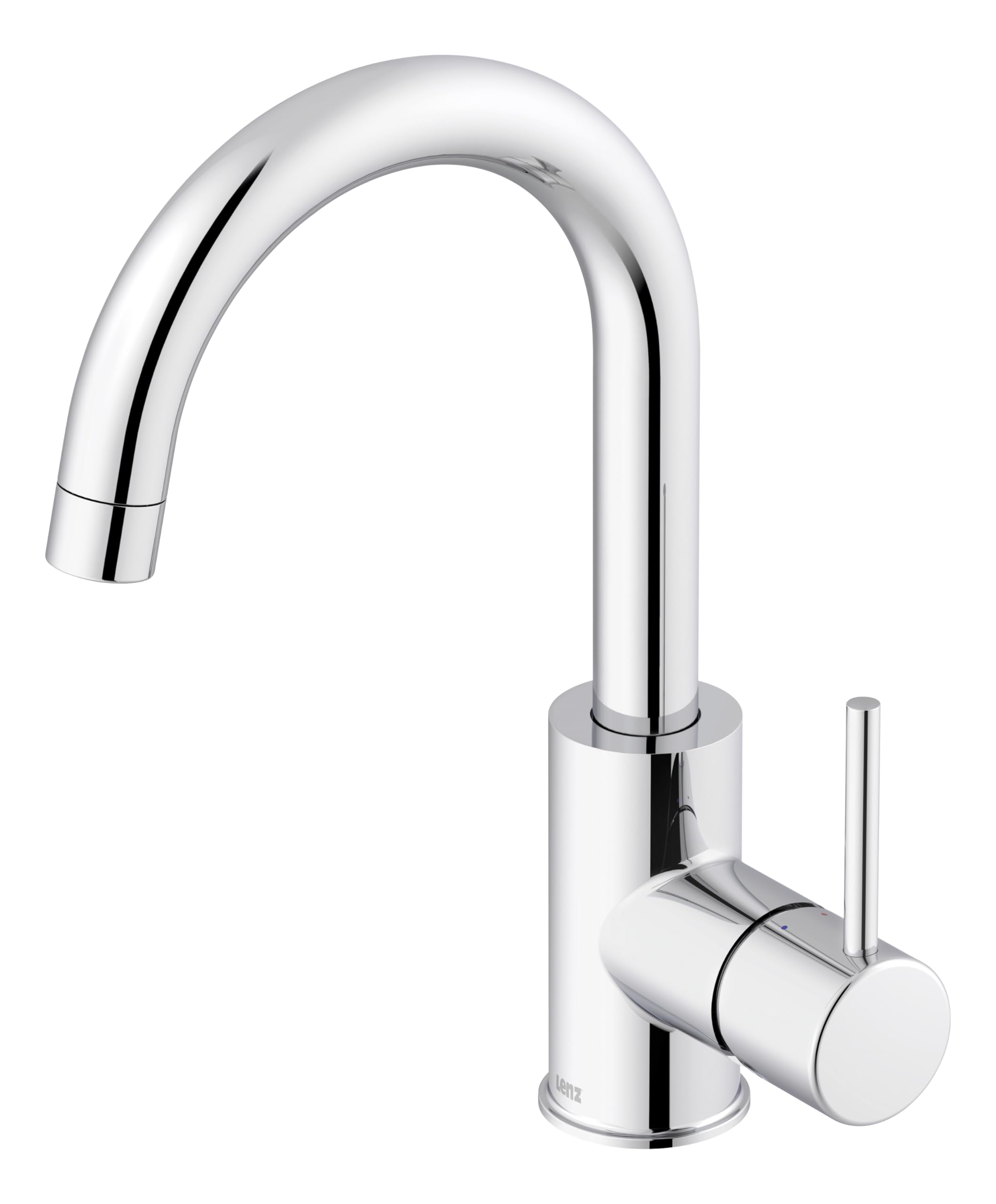Lenz Waschtischarmatur Bow² in Chrom – 360° schwenkbarer Bogenauslauf – Mit EasyClean Pop-Up Ventil – EasyFix Befestigung von oben – Hochwertige & pflegeleichte Oberfläche – 46010202 | Badarmatur mit Anti-Kalk Markenmischdüse, Keramikkartusche, Befestigun