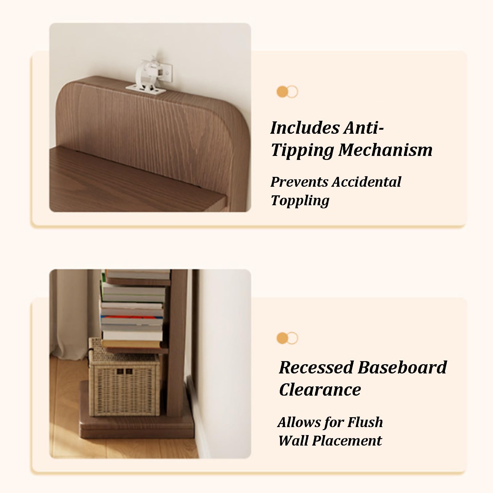 Bücherregal-Säule Aus Holz, Modernes Offenes 5-stöckiges Standregal Mit Kippschutz, Platzsparendes Minimalistisches Design Für Wohnzimmer, Schlafzimmer Oder Büro(A)