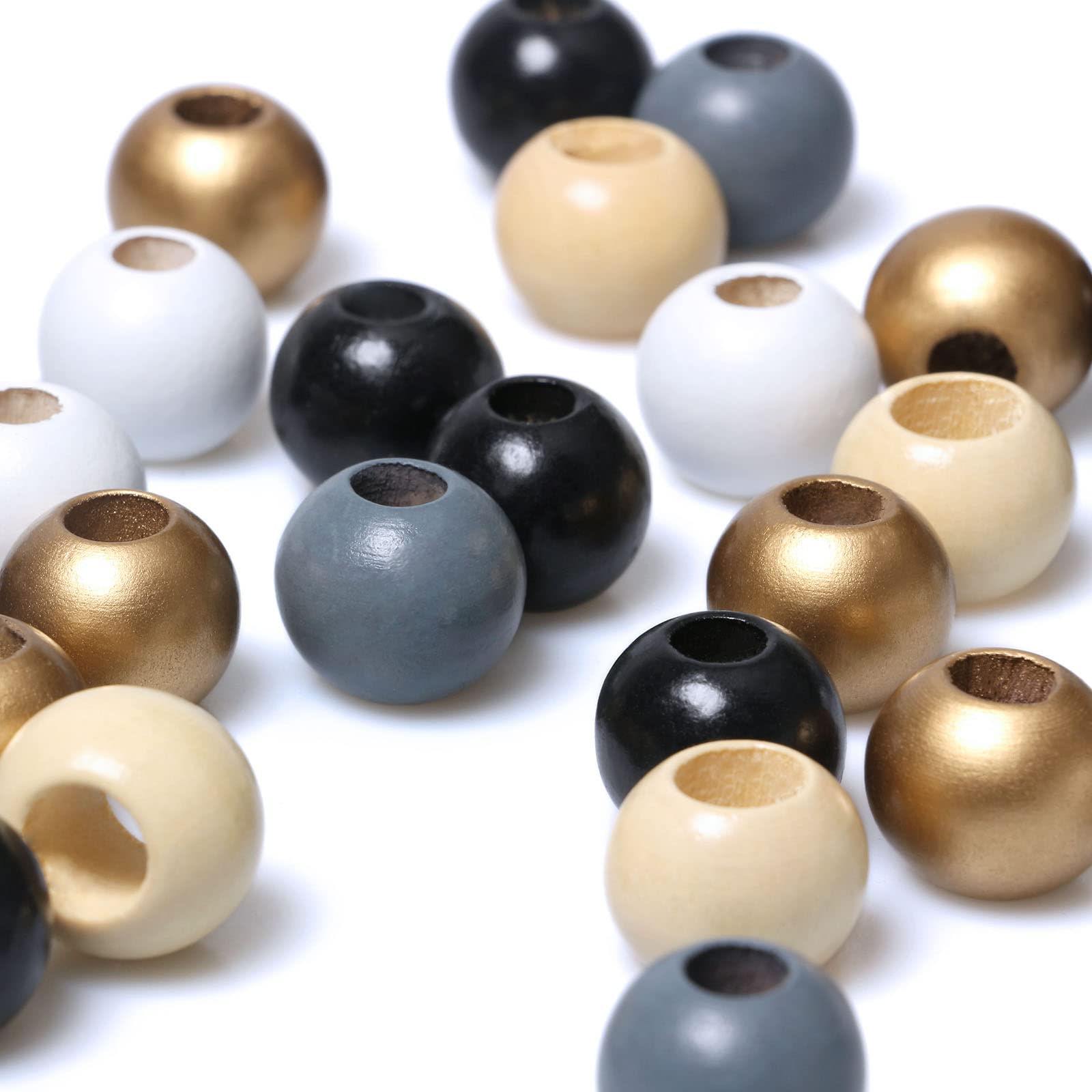 木製ダークブラウンビーズ Amazon.co.jp: 100ピース 20mm ウッドビーズ 大きな穴 カラー