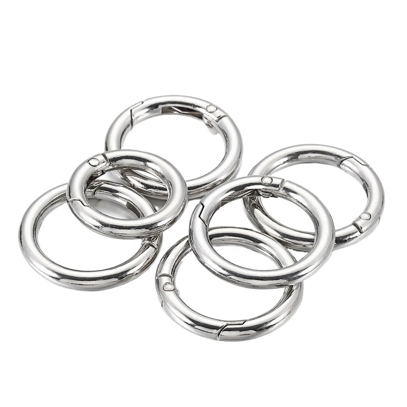 20Pcs Metal O Ring Spring Clasps Openable Round Carabiner Keychain Bag Clips Hook Dog Chain Buckles Connector for DIY Jewelry for Keyrings,Wallets(Rhodium)