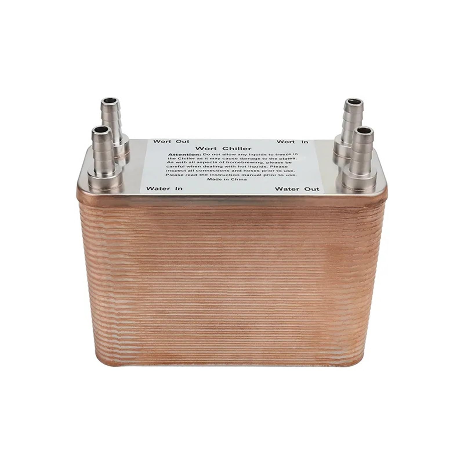 Zxzzas Men's One Color Heat Exchanger, Ss 304 Heat Exchanger 60 Plates Wort Chiller Brazed Plate Draft Beer Wort Chiller For Homebrew Food Grade X 1/2" Npt Barb Hose