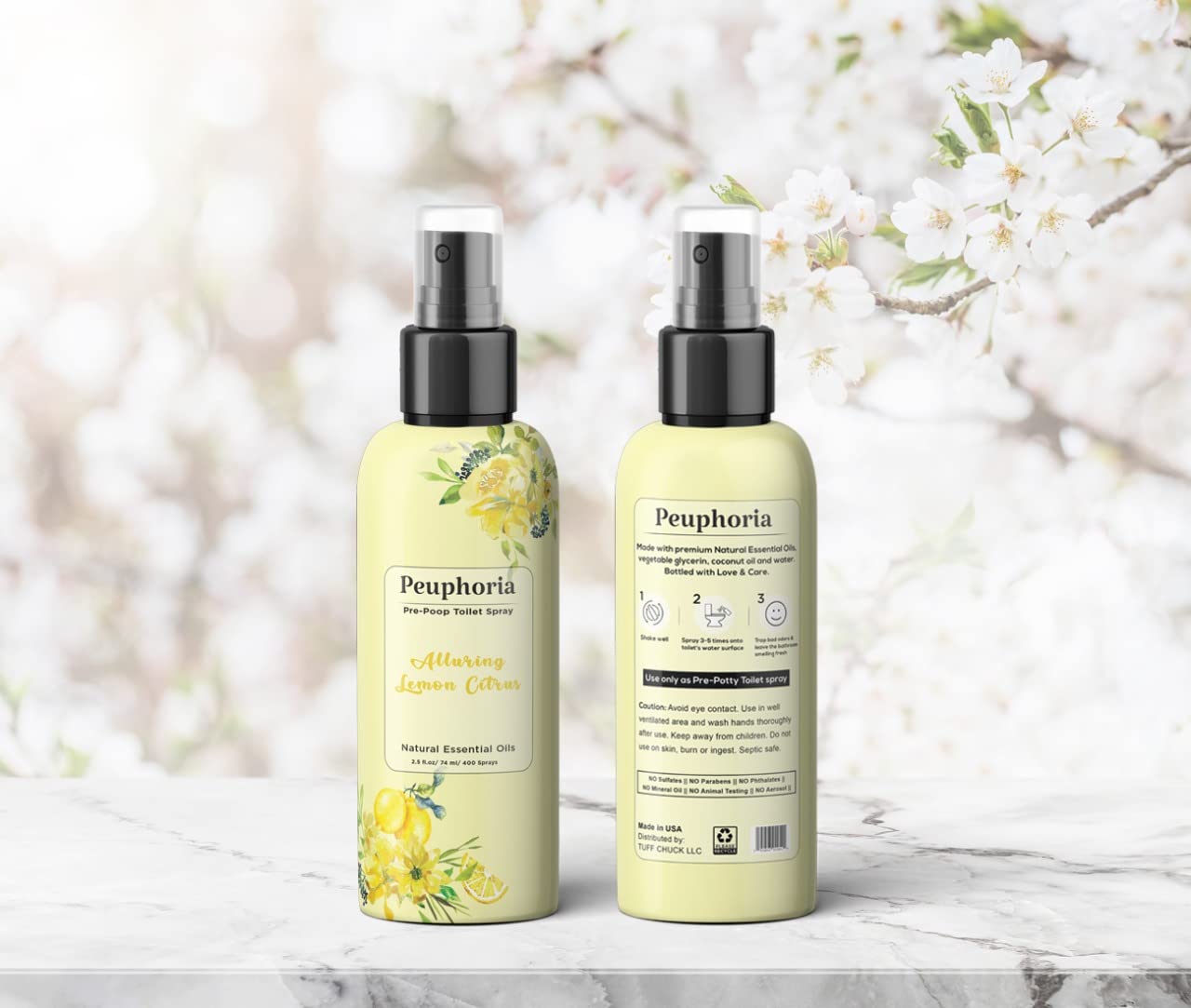 Peuphoria poop spray for Toilet, Pre Poo Bathroom Spray, Toilet Odor eliminator and Air Freshener, Travel Size 2.5 Ounce, 1 Bottle, Alluring Lemon Citrus