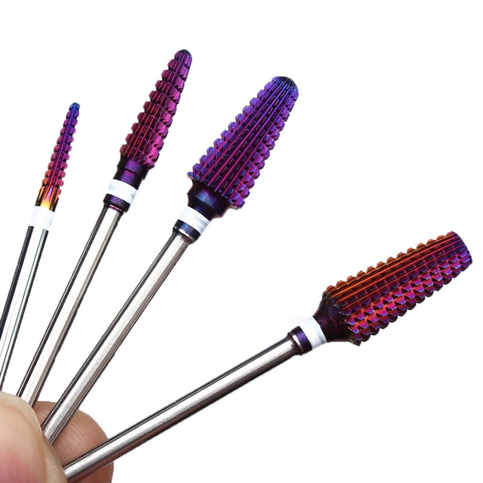 Wiertła do paznokci z węglika spiekanego fioletowe frezy do manicure usuwanie żelu akcesoria do pilników elektrycznych narzędzie wiertło do wypełniania paznokci 1 szt. (PW01-M)