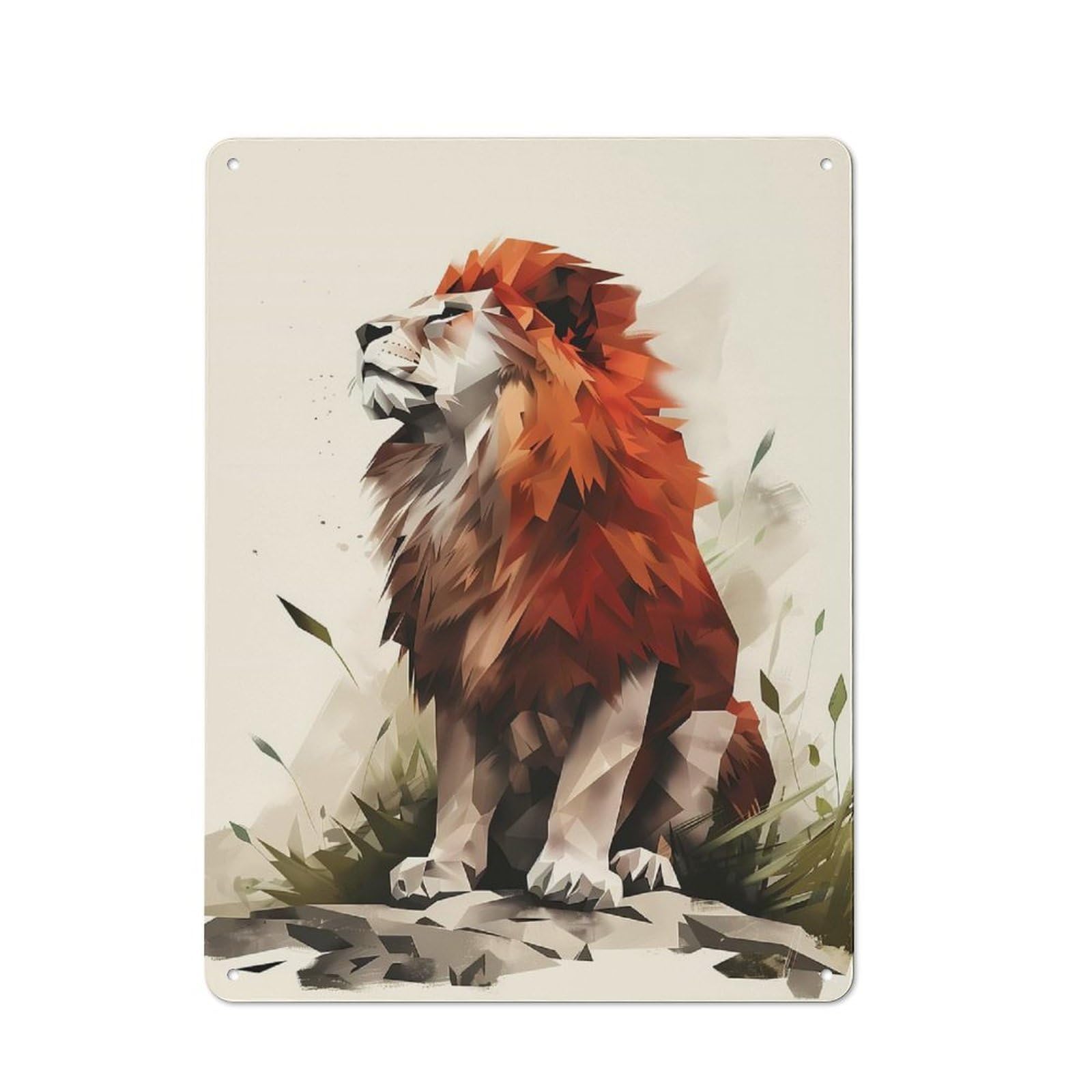 Junmoney Geometric Lion Vintage Metal Plaque 40X30cm For Guest Room Or Hallway, A Decorative Christmas Gift For Guest Room Decorators