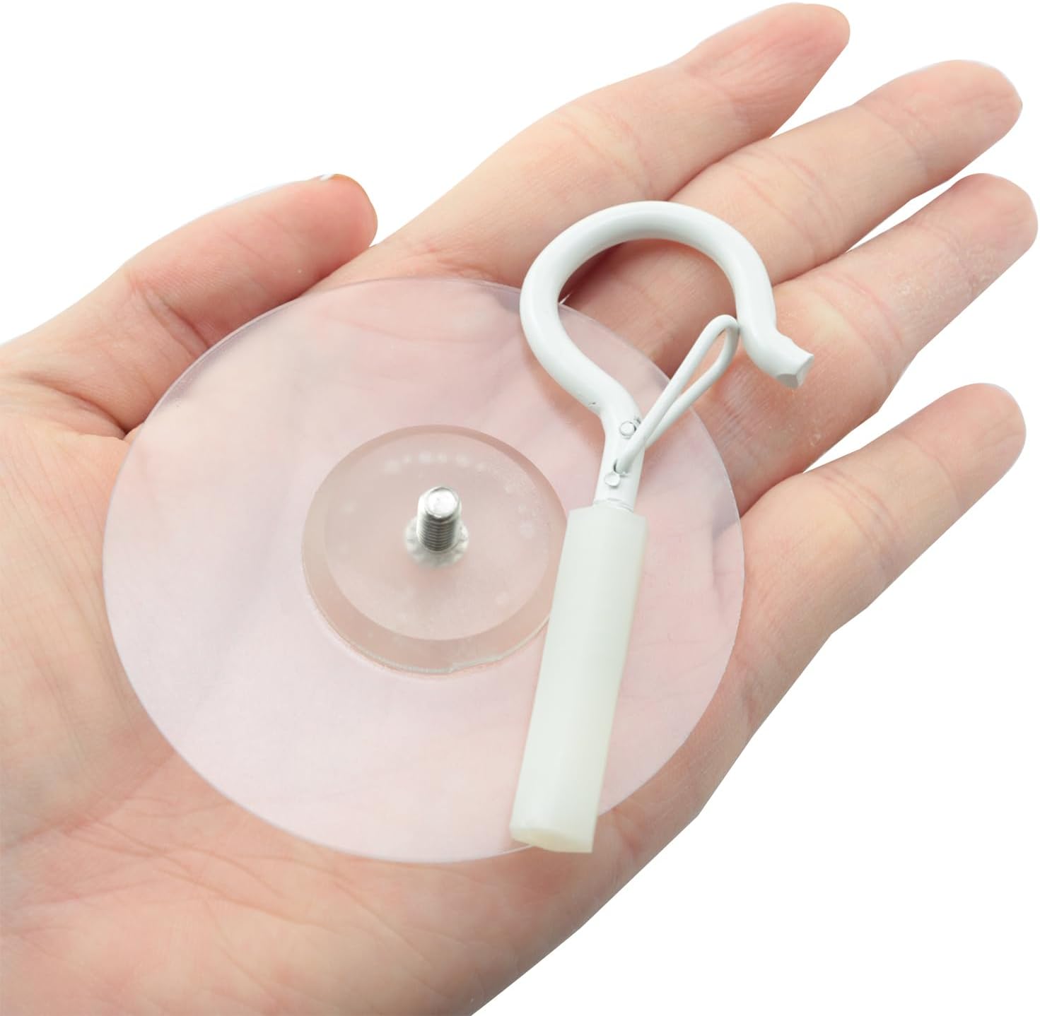 4PCS Self Adhesive Ceiling Hooks with Locking Clip Windproof Hooks Hooks for Hanging Lanterns Plants Wind Chimes String Lights Mosquito Netting White image 3