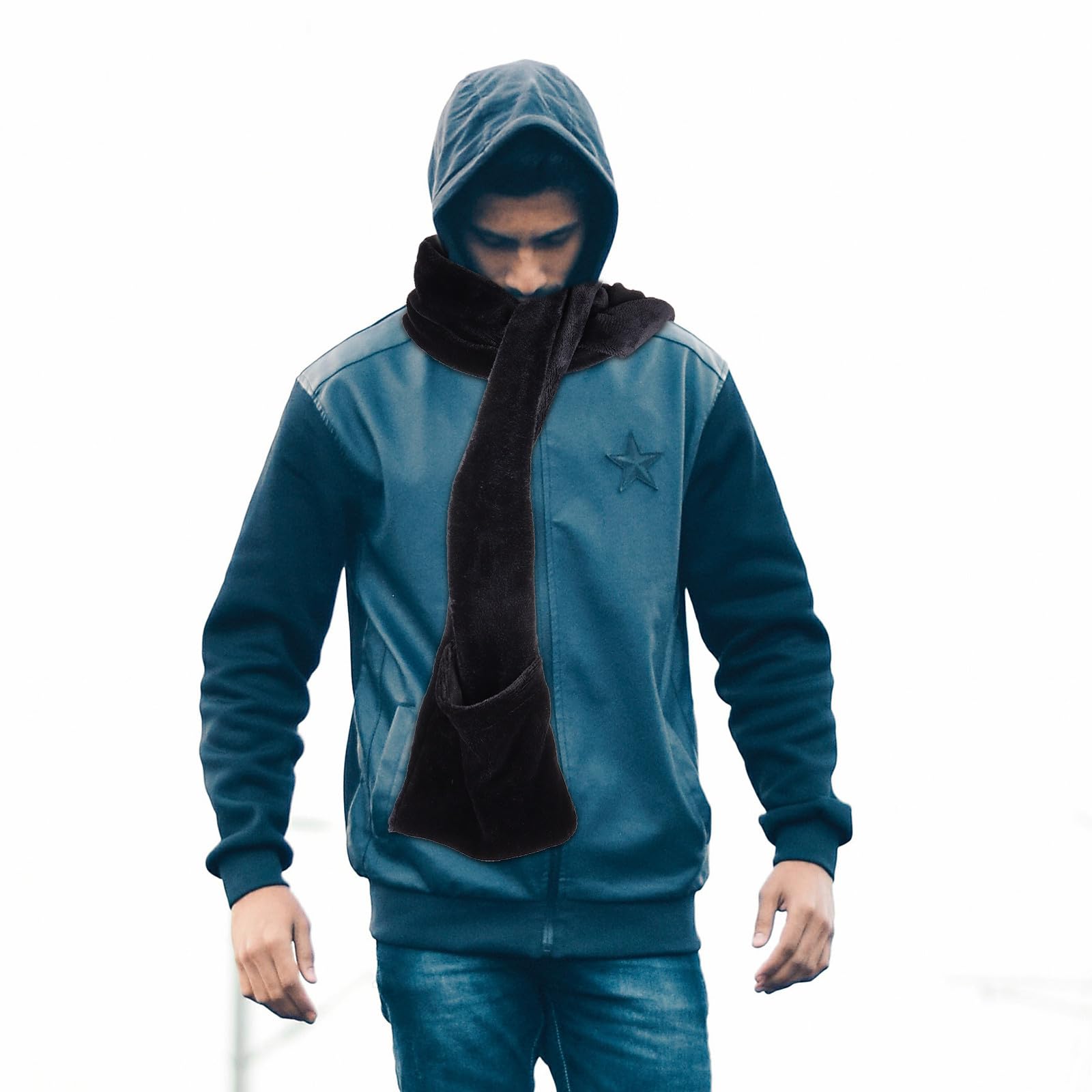 Abaodam Écharpe Chauffante USB en Velours Doux Noir Légère et Pliable Cache-Cou D’Hiver pour Homme et Femme Écharpe Chaude Électrique Pratique pour Voyage et Froid Hivernal