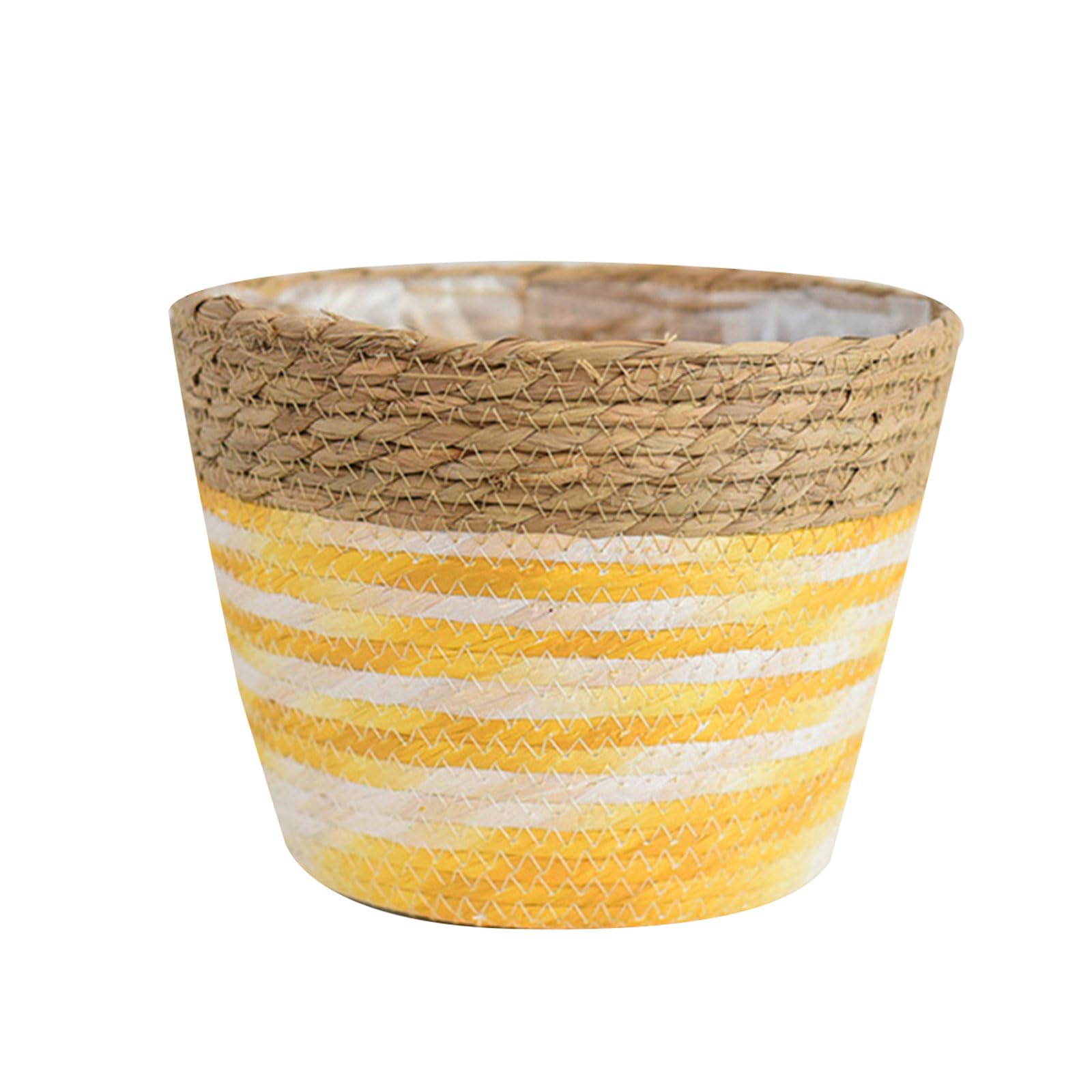 Home Decoration Weaving Flower Plant Pot Cover Grass Planter Basket Indoor Outdoor Plant Containers for Plantable Indoor Outdoor Flower Pots Different Sizes of Baskets Seagrassflower Pot Creative
