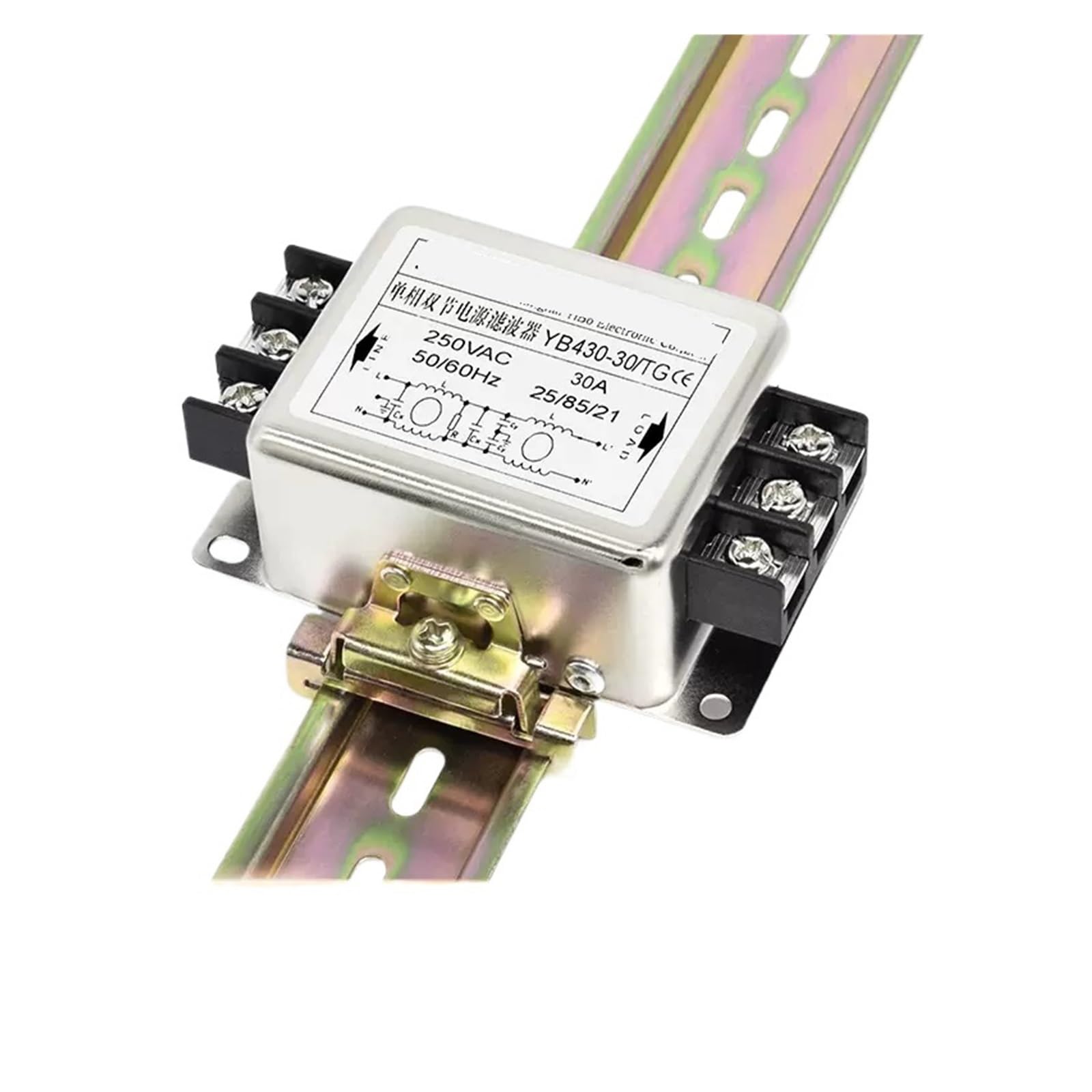 Filtre Anti-interférence YB430-30A/TG rail monophasé 220V secteur