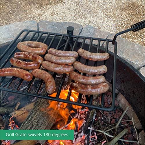 Titan Great Outdoors 32-In Steel Fire Ring With 15.5-In. X 19.5-In. Grate, Outdoor Cooking Camping #TOP4
