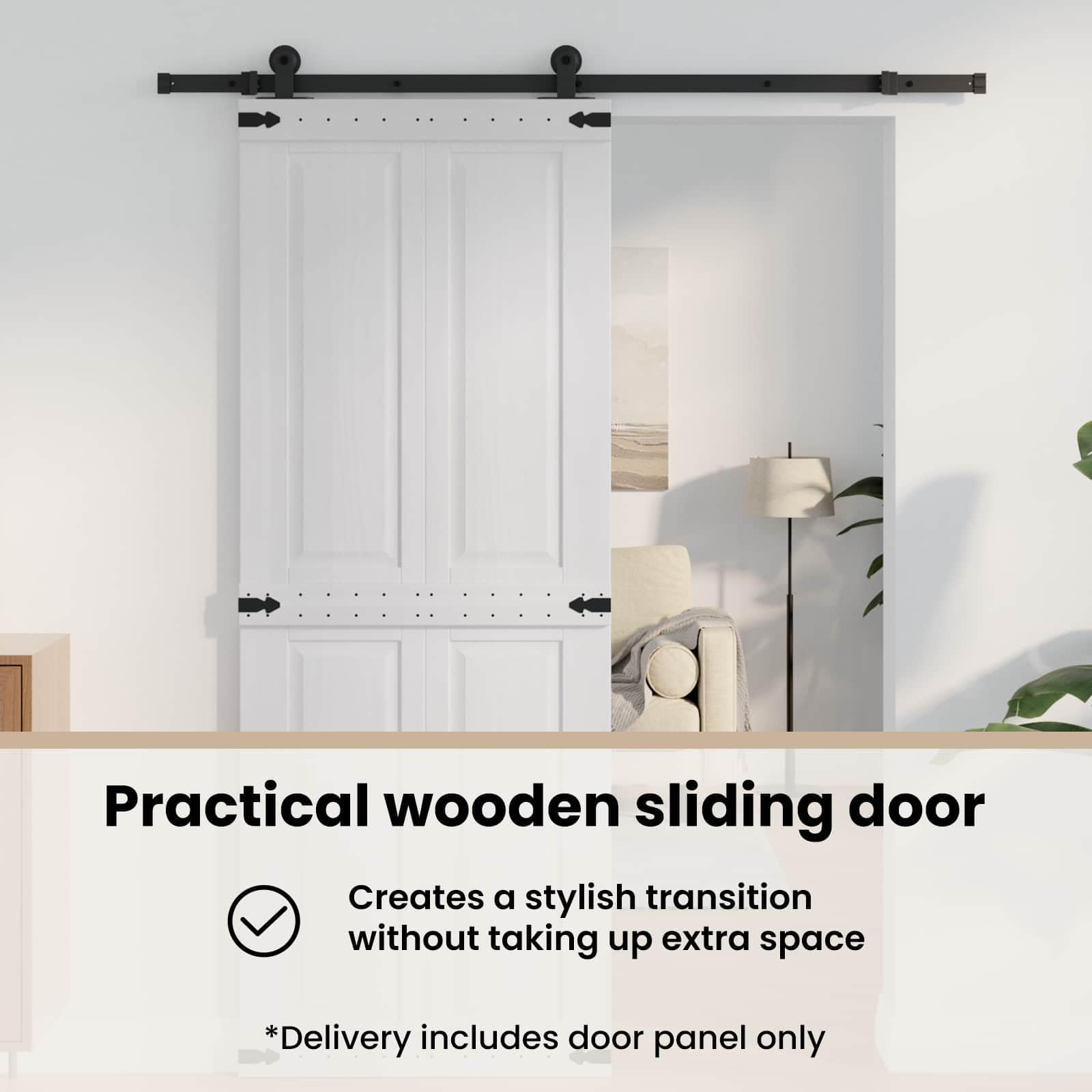 vidaXL Puerta Corrediza Corona 80 x 210 cm Madera de Pino Maciza, Puerta Deslizante con Estilo, diseño rústico, Divisor Duradero, Ahorra Espacio, fácil de armar y da privacidad
