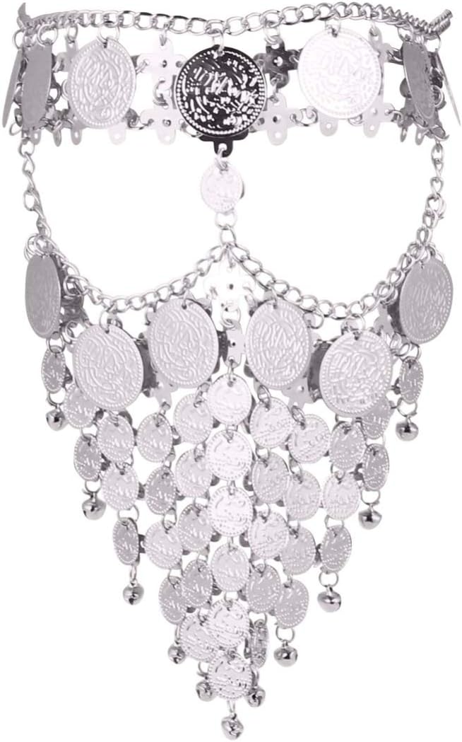 Beaupretty Women Masquerade Masks Face Chain Metal Jewelry Belly Coin Veil Halloween Dance Play Accessories Silver