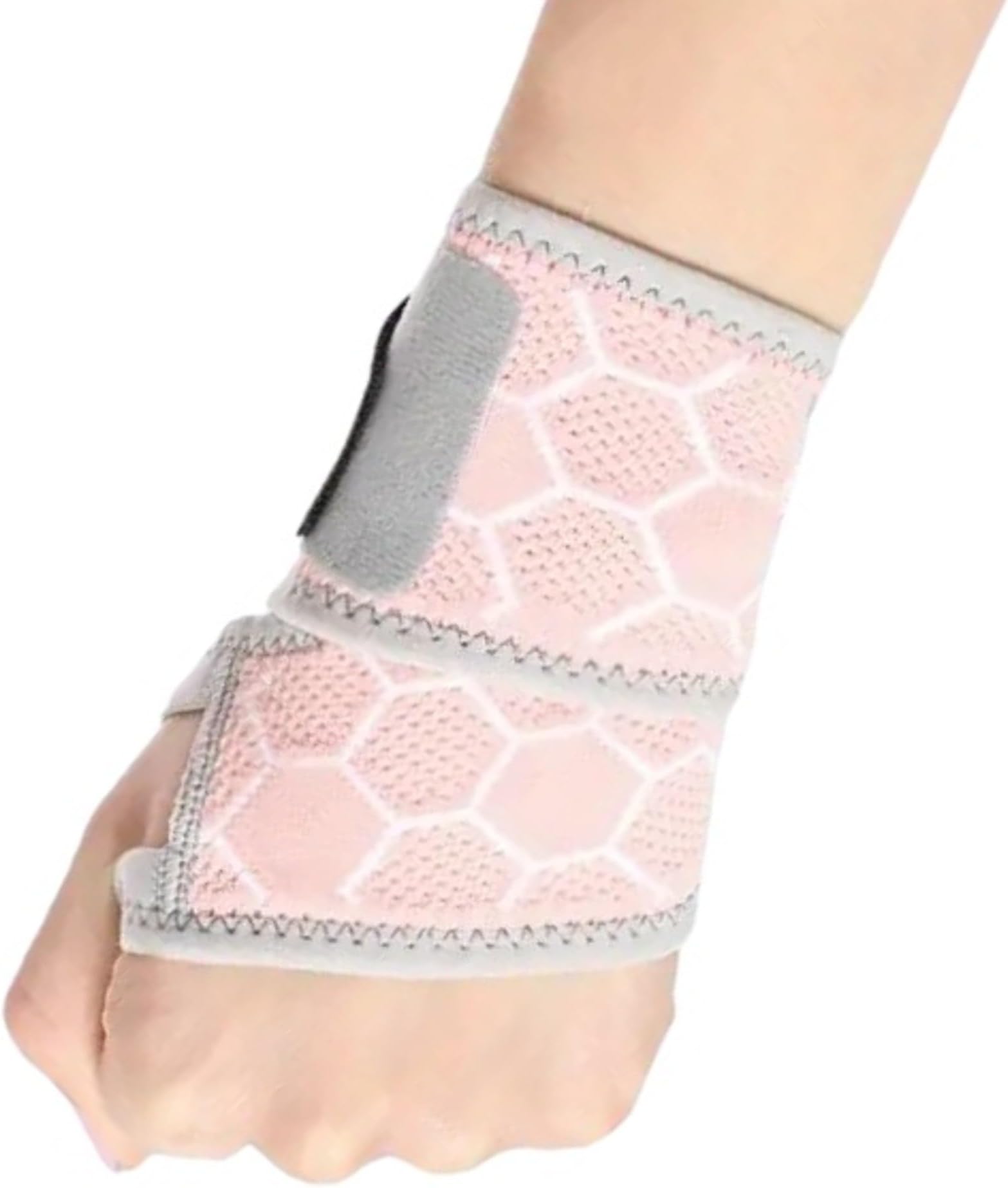 HENIJ nylon Wrist Compression Strap and Brace Band, Wrist Support Band for Fitness, Weightlifting, Tendonitis, Carpal Tunnel Arthritis, Pain Relief-Wear Adjustable Fit Right Left Hand, Pink, Pack Of 1