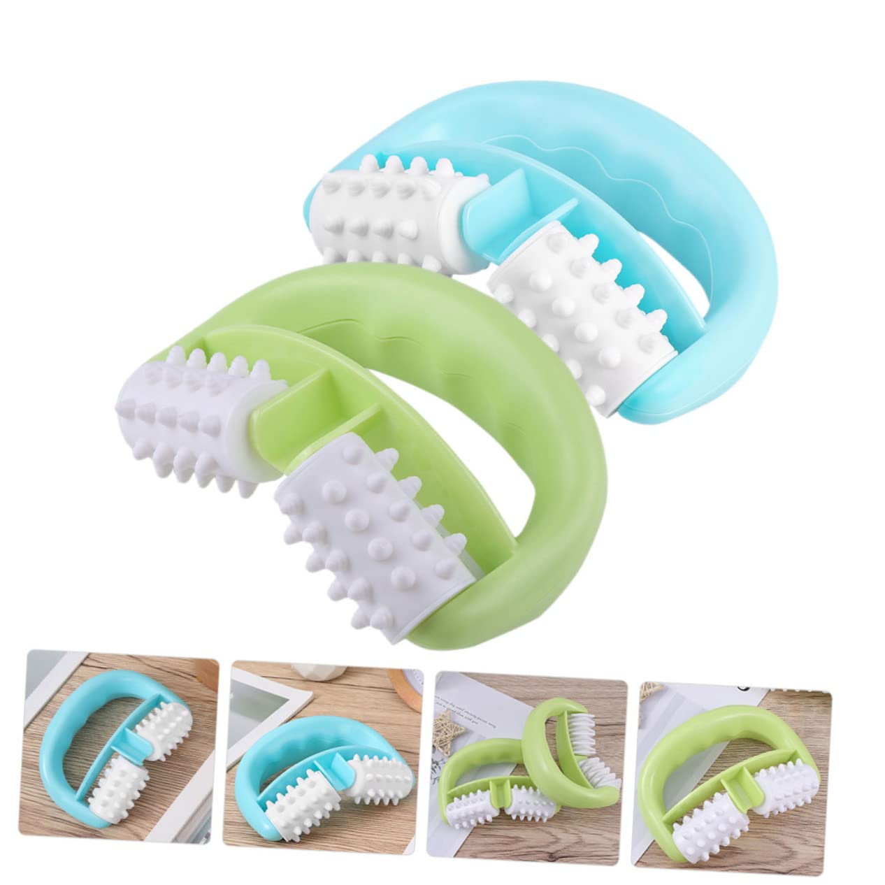 BESTYASH 2 Sätze Arm Und Beinmassage Roller Manuelle Muskelmassage Roller Für Beine Und Effektive Muskelentspannung Und Verbesserung Durchblutung Blau Grün 2 Stücke * 2